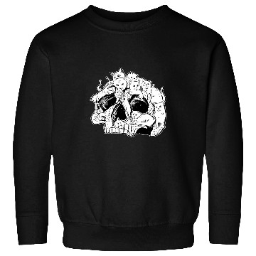 Discover Creepy Cute Cat Skull Design Nu Goth Cats Doodle Art Sweatshirts