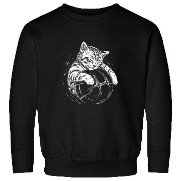Discover Cat Player Sleeping On A Basketball Kitties Pet Lover Sweatshirts