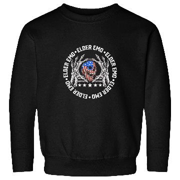 Discover Skeletons Skulls American Flag Elder Emo Skull Sweatshirts