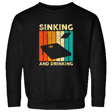 Discover Lacrosse Gift Funny Cornhole Corn Hole Retro Sinking And Drinking Sweatshirts