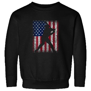 Discover American Flag Print on the Back Baseball Red White Blue Sweatshirts