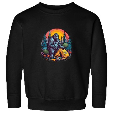 Discover Cryptid Camping Retro Style Outdoors Cryptozoology Sweatshirts