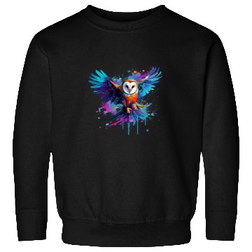 Discover Owl Pet Colorful Barn Owl Owls Lover Splash Art Sweatshirts