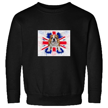 Discover British Bulldog on Dripping Painted Union Jack Flag English Sweatshirts