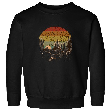 Discover Retro vintages Canyon Desert Landscape Buffalo Skull Cacti Sweatshirts