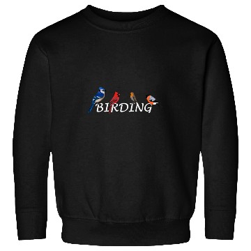 Discover Lacrosse Gift Birding Bird Birder Blue Jay Cardinal Bullfinch Robin Sweatshirts