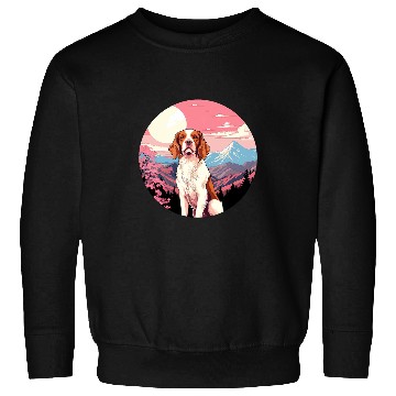 Discover Brittany Spaniel Mount Fuji Funny Dog Japan Sweatshirts