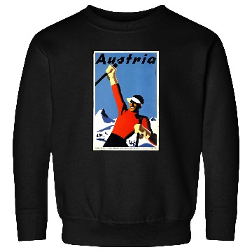 Discover Skiing Ski 1930s Austria Travel Poster Ski Slopes Skiing Skier Skiers Sweatshirts