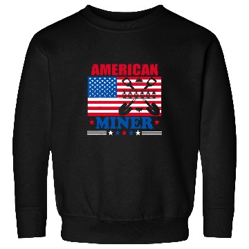 Discover American Coal Miner Patriotic USA Flag Underground Mining Sweatshirts
