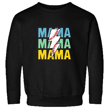 Discover Baseball Mama Distressed Lightning Bolt Mom Sweatshirts