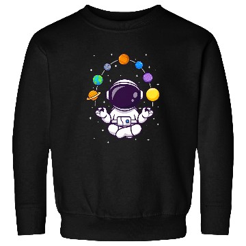 Discover Funny Meditating Yoga Lotus Astronaut Planets Space Cosmos Sweatshirts