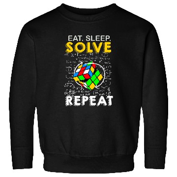 Discover Eat Sleep Solve Repeat Math Speed Cubing Genie Cube 27 Sweatshirts