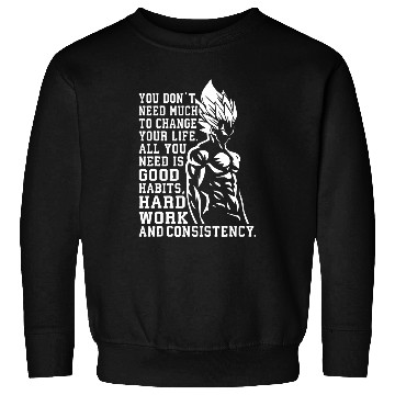 Discover Hard Work Consistency Anime Gym Fitness Workout Motivation Sweatshirts