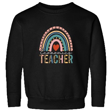 Discover Economics Teacher Leopard Boho Rainbow Teacher Economy Sweatshirts