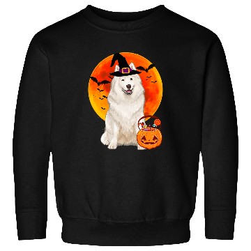 Discover Dog Samoyed Halloween Pumpkin Dog Sweatshirts