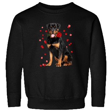 Discover Dog Rottweiler With Rose Falling Cute Valentines Day Sweatshirts