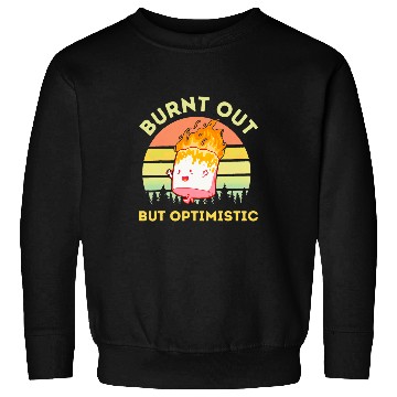 Discover Burnt Out But Optimistic Retro vintages Sunset Marshmallow Sweatshirts