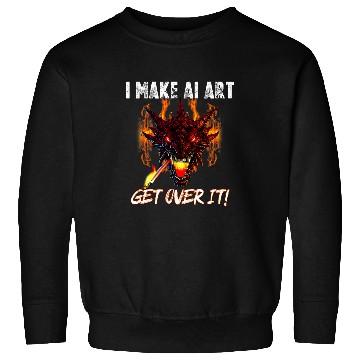 Discover Funny I make ai art get over it Fires breathing dragon Sweatshirts
