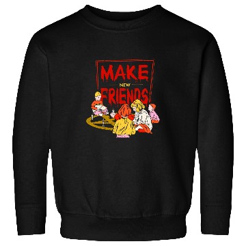 Discover Funny Pentagram Scary Horror Art Make New Friends Sweatshirts