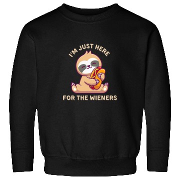 Discover Funny hotdog Im just here for the wieners cute sloth Sweatshirts