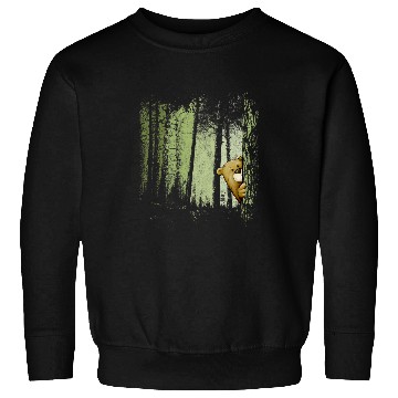 Discover Funny Cute Cartoon Bear Hiding In Twilight Forest Outdoor Sweatshirts