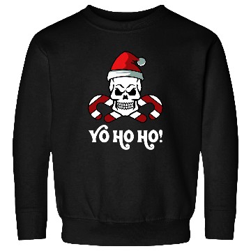 Discover Santa Pirate Christmas Yo Ho Ho Funny Skull Candy Cane Sweatshirts