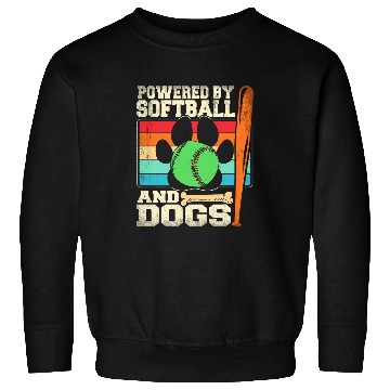 Discover Funny Powered By Dogs and Softball Player Sweatshirts