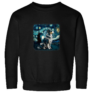 Discover Dog in starry night van gogh aussie mini Australian Shepherd Sweatshirts