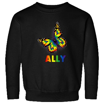 Discover LGBTQ  Ally Rainbow Flag Butterfly Design Pride Sweatshirts