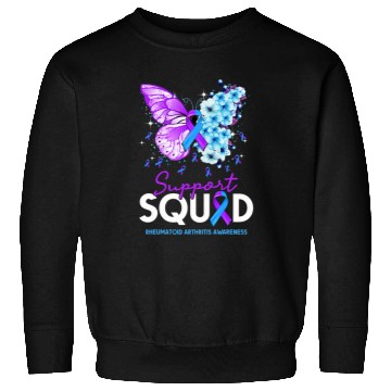 Discover Support Squad Butterfly Purple Ribbon Rheumatoid Arthritis Sweatshirts