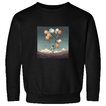 Discover Galactic Explorer with Astronaut Holding Planet Balloons Sweatshirts