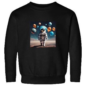 Discover Galactic Astronaut Explorer Holding Planet Balloons STEM 2 Sweatshirts