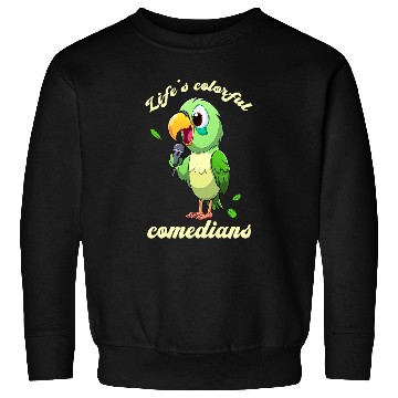 Discover Parrot In Comic Look Microphone Sweatshirts
