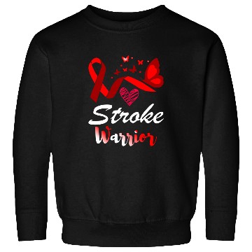 Discover Stroke Warrior Butterfly Red Ribbon Support Sweatshirts