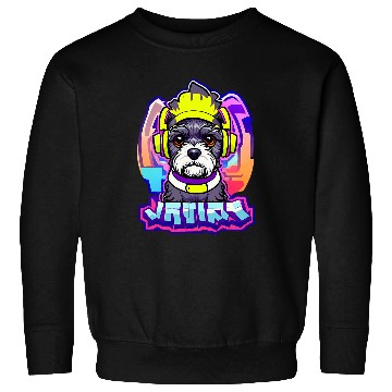 Discover Mini Schnauzer colored with headset kawaii dog graphic Sweatshirts