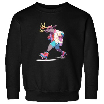 Discover Roller Skating Funny Moose Skater Roller Skates Sweatshirts