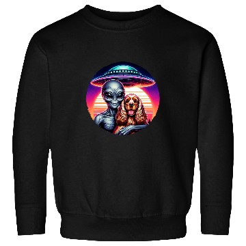 Discover Cute Alien Cocker Spaniel Friendship Funny vintages UFO Sweatshirts
