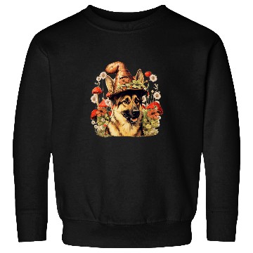 Discover Cottagecore German Shepherd Aesthetic Dog Lover Mushroom Hat Sweatshirts