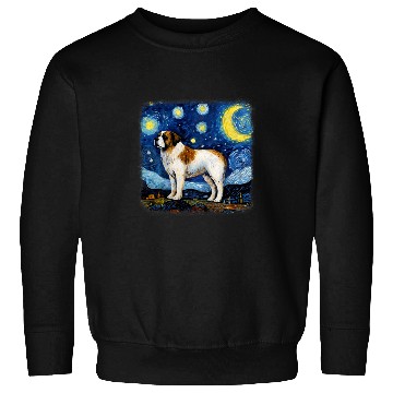 Discover Dog in starry night van gogh Saint Bernard Sweatshirts
