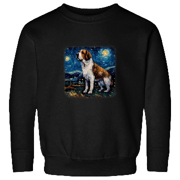 Discover Dog in starry night van gogh Saint Bernard 2 Sweatshirts
