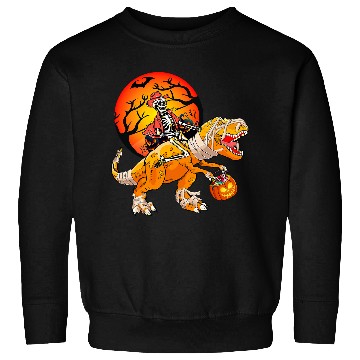 Discover Halloween Dinosaur Skeletons Cowboy Riding T Rex Halloween Sweatshirts