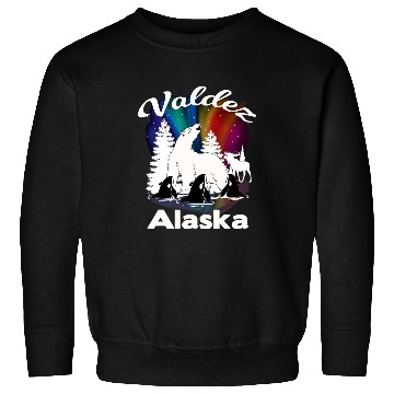 Discover Valdez Alaska Aurora Borealis Polar Bear Orca Moose Sweatshirts