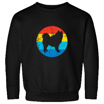 Discover Dog Samoyed Breed Silhouette Retro 1970s Circle Sweatshirts