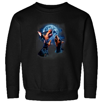 Discover Funny Doberman Doberman Pinscher Howling at the Moon Sweatshirts