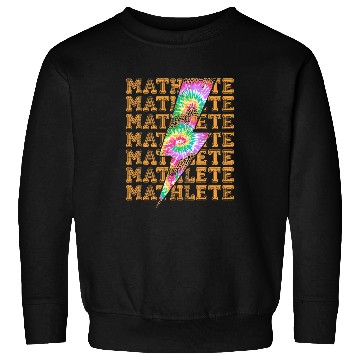Discover Mathlete Lightning Bolt Tie Dye Leopard Stacked Words Math Sweatshirts