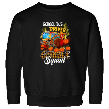 Discover School Bus Driver Gobble Squad Thanksgiving Plaid Turkey Sweatshirts