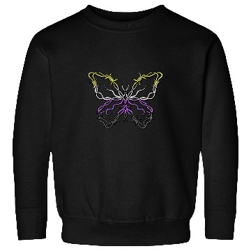 Discover Nonbinary Butterfly Barbwire Nonbinary Flag Nonbinary Pride Sweatshirts