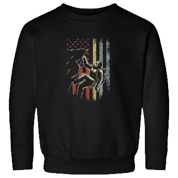 Discover Retro Mountain Climber bigfoots Rock Climbing American Flag Sweatshirts