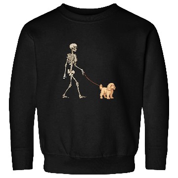 Discover Funny Cocker Spaniel Skeletons Dog Walking Halloween Sweatshirts