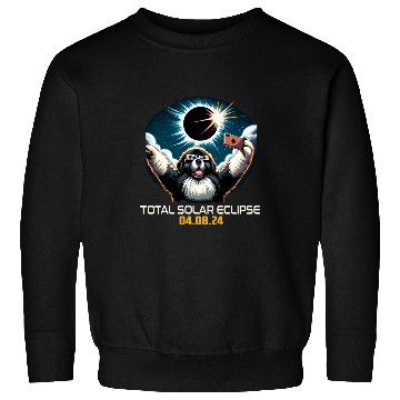 Discover Newfoundland Dog Selfie Solar Eclipse Sweatshirts